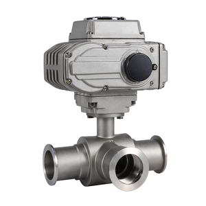 COVNA DN40 1.5 Inch 3 Way L Port 220V AC <b>Tri</b> <b>Clamp</b> Food Grade Stainless Steel Ball Valve Motor Operated Sanitary Ball Valve - Product Image 1