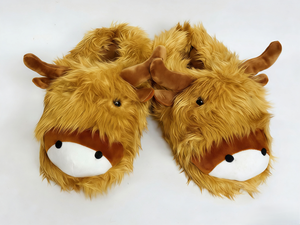 Chaussons bottes d'intérieur antidérapants en peluche douce et moelleuse motif vache des Highlands pour femme et <span class=keywords><strong>homme</strong></span>, collection hiver - Product Image 4