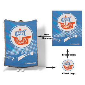 Couverture en polaire tissée personnalisée pour équipe sportive, souvenir, <span class=keywords><strong>tapisserie</strong></span> avec logo d'usine, cadeau promotionnel pour équipe de football - Product Image 3