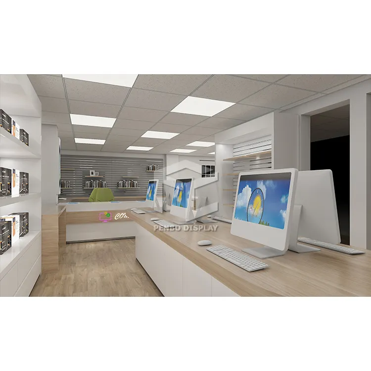 Professional Computer Showroom Design Electronic Computer Store Interior Display Solution Laptop Showroom Design