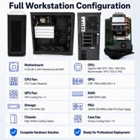 Station de travail tour 4 GPU CMP 170HX 64 Go, 7K62 256 Go DDR4, SSD NVMe 1 To, alimentation 2000 W, serveur de calcul IA