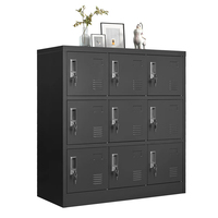 Casier métallique moderne à 9 portes pour bureau, salle de sport, école, maison, salon, entrée - Armoire de rangement sécurisée avec fente pour carte (Noir)