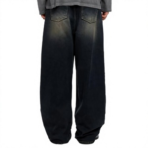 Pantalones Vaqueros de Hombre de Cintura Alta y Pierna Ancha, Lavado a la Piedra, Algodón, Corte Holgado, Estilo Casual, para Otoño - Product Image 3
