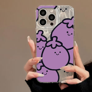 เหมาะสำหรับ iPhone 17 Pro Max, เคสผ้าทูลล์สีม่วงน่ารักลายมะเขือยาวพร้อมรูขนาดใหญ่, เคสโทรศัพท์กันกระแทก - Product Image 5