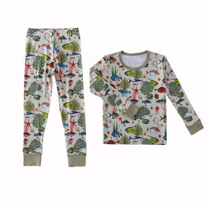 Low Moq Organic Bamboo Clothing Set Long Sleeve Kids Pajamas Set Children <strong>Pjs</strong> Home Clothes Sleeping Suit for Baby - Product Image 6