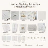 Cartes d'invitation de mariage personnalisées en papier d'art avec dorure à chaud et découpe, invitations de mariage en gros, fabricant et fournisseur OEM ODM