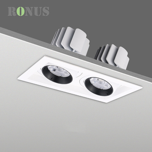 Twin 15W * 2 Encastré COB Grille <span class=keywords><strong>Rectangulaire</strong></span> <span class=keywords><strong>Spot</strong></span> Down Light Réglable LED Downlight - Product Image 2