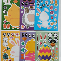 Autocollants de Pâques en papier laminé brillant imperméable, imprimés CMJN, motifs de lapins et d'œufs mignons pour enfants, amovibles, réutilisables, promotionnels