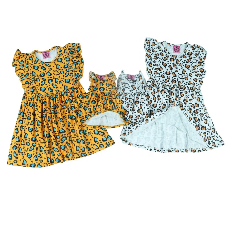 Ropa de bebé para niñas vestido de noche de leopardo para 6 a 14 años niñas pequeñas flutter Top bebé niña y vestidos de muñeca