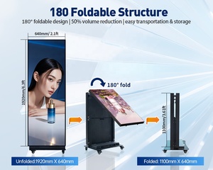 ป้ายดิจิตอลที่มีความสว่างสูงและการแสดงผลโปสเตอร์วิดีโอ LED แบบสแตนด์บายสำหรับโฆษณาทางการตลาดโปสเตอร์ LED แบบพกพาพับได้ - Product Image 3