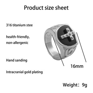 yunnique Men's <b>Silver</b> <b>Cross</b> <b>Ring</b> Stainless Steel Geometric Design Gift Jewelry - Product Image 5
