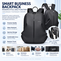 Sac à dos d'affaires minimaliste noir BONLOR OEM, sac pour ordinateur portable imperméable, sac à dos de voyage ergonomique pour hommes et femmes