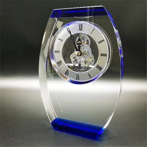 Wedding Gift Luxury K9 Crystal Clock And Skeleton Quartz Movement As Crystal Business Souvenir