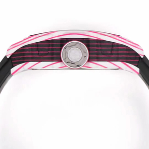 2026 New Rm Style Skeleton Mechanical Watch Men's White Pink Gradient Case Hollow Movement Black Strap Luxury Sport Wristwatch - Product Image 5