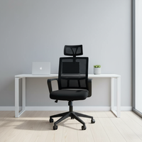 Chaise de bureau ergonomique entièrement en maille, réglable en hauteur, pivotante, à dossier haut avec coussin en mousse
