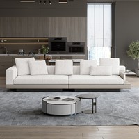 Canapé en tissu à rangées droites pour salon, design moderne et épuré, en coton et lin, haut de gamme, luxe léger, Connolly, italien, avec rangement