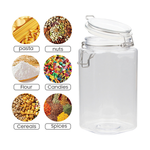 Bocal de stockage alimentaire carré en plastique PET à charnière hermétique sans BPA pour l'huile de palme de biscuits au miel et aux grains de café - Product Image 6