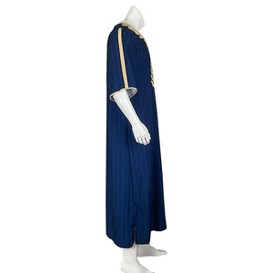 Túnica musulmana árabe suelta informal con cuello en V para hombres túnica marroquí caftán transpirable poliéster algodón bordado hecho a mano étnico - Product Image 2
