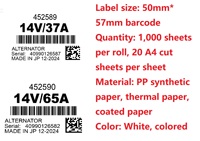 Étiquettes autocollantes adhésives personnalisées 500/1000 feuilles de papier auto-adhésif à numéros de série continus variables pour supermarché personnalisé