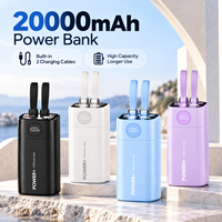 Batterie externe 20000mAh avec câbles doubles intégrés, charge rapide 22.5W, batterie portable pour les voyages et l'usage quotidien