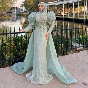 Elegant Muslim Cocktail Dresses - Long Sleeve Maxi Design