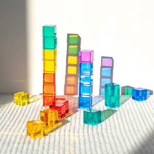 Cao trong suốt nhựa Acrylic khối xây dựng sáng tạo trong suốt đá quý Cubic cầu vồng Đồ chơi giáo dục cho trẻ em 5 7 năm - Product Image 2