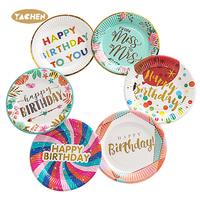 Assiettes en papier YACHEN Joyeux Anniversaire 7/9 pouces Assiettes colorées pour gâteaux et desserts Vaisselle jetable pour les fournitures de fête d'anniversaire