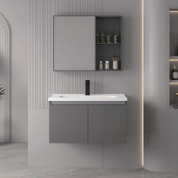 Vanité flottante moderne de haute qualité en aluminium armoire de salle de bain évier et vanité murale vanité avec miroir