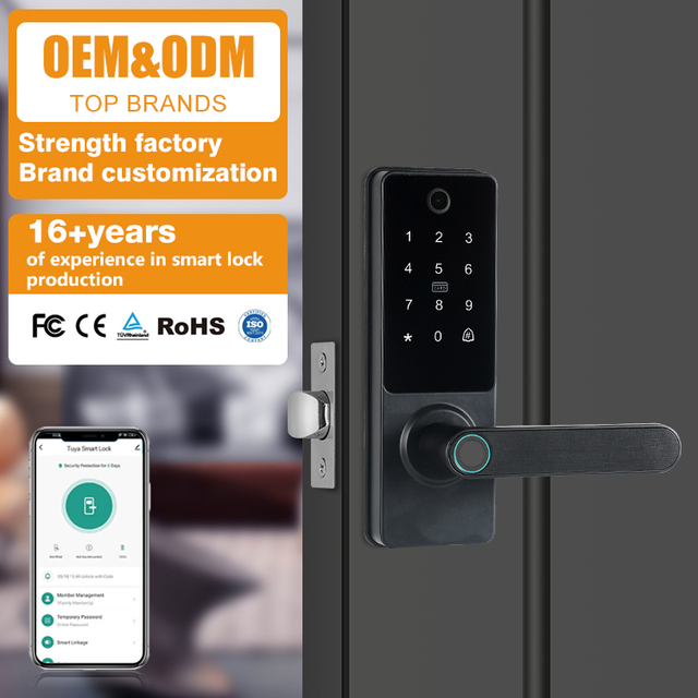 Digital Electronic Smart Door Lock With Camera Wifi Tuya Smart Lock Unlocked Through Code Password Biometric Fingerprint Lock