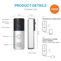Nouvelle conception, interphone vidéo sans fil WIFI de haute qualité, interphone domestique, sonnette audio avec batterie, charge solaire, déverrouillage de la porte