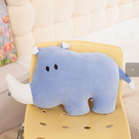 Coussin en peluche chat de dessin animé, oreiller rhinocéros doux en coton PP, cadeau pour enfants et famille pour la maison et le canapé
