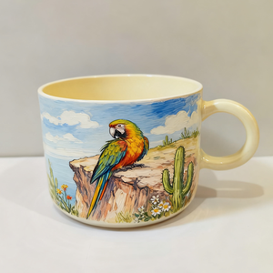 Taza de Café de Cerámica Hecha a Mano con Foto de Guacamayo Pintada a Mano, Regalo Perfecto para las Fiestas - Product Image 2