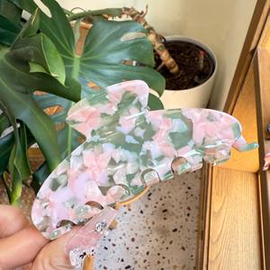 Pinza de pelo de tiburón grande de acetato coreano para mujer y niña, pinzas para el pelo con estilo Vintage, accesorios para el cabello de mármol, joyería - Product Image 4