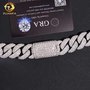 20mm 3 열 큰 쿠바 아이스 아웃 다이아몬드 힙합 보석 팔찌 925 실버 VVS D Moissanite 마이애미 쿠바 링크 체인 목걸이 - Product Image 4