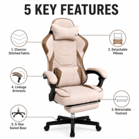 Chaise de jeu et de bureau ergonomique en cuir avec support lombaire inclinable, dossier haut et design pivotant pour usage professionnel et domestique