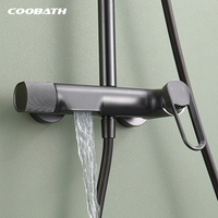 Ensemble de douche pluie complet en laiton doré 3 voies pour salle de bain, avec colonne de douche et mitigeur eau froide