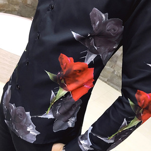 30% off Black Flower Hip Hop Print <strong>Shirt</strong> Slim Fit Party Club <strong>Flame</strong> Men Camisa Homem Male Long Sleeve <strong>Shirt</strong> Oversize 4XL E1540 - Product Image 5