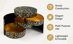 Black <b>Gold</b> Speckled Round <b>Gift</b> Packaging 3 Tier Rotating Trays Luxurious <b>Gold</b> Lining for Cosmetics Jewelry Round <b>Gift</b> Box Set - Product Image 6
