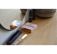 Meuble de maquillage flottant minimaliste en bois de noyer et chêne, certifié FSC BSCI CE, avec tiroirs en noyer