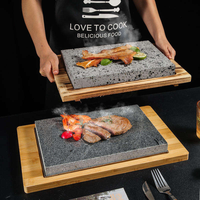 Pierre à cuisiner en granit de lave personnalisée de haute qualité, écologique, rectangulaire, pour la maison, la cuisine, le restaurant, pour servir le steak