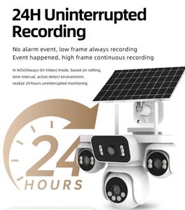 AOV Kamera CCTV pintar 8MP tenaga surya, kamera 4 lensa penglihatan malam warna penuh jaringan 4G fungsi Pan-Tilt Audio dua arah kartu memori CMOS - Product Image 2
