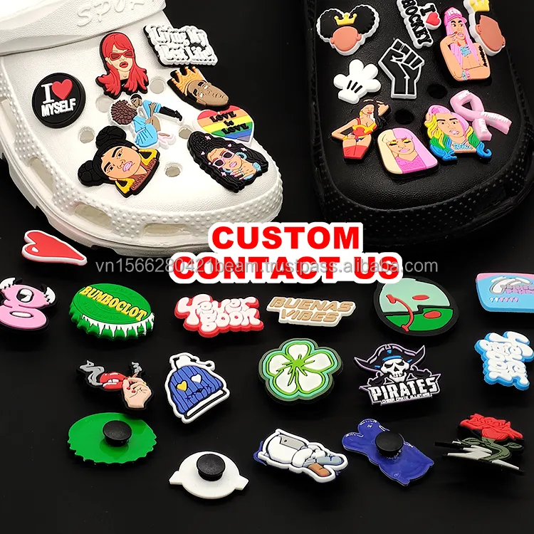 Wholesale Custom Logo Manufacturer Designer Carton Letter Flower 3D Anime Shoe Decorations Accessories PVC Shoe Charms For Croc