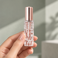 Flacon pulvérisateur de parfum en verre transparent gaufré de 10 ml avec bouchon rose doré, flacon atomiseur de parfum portable pour voyage