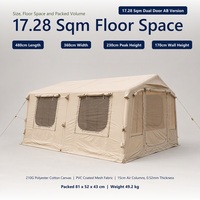 Grande tente de camping gonflable 17,28 m² en toile de coton 210G, version AB à double porte avec séparateur de pièce pour le glamping, vente en gros
