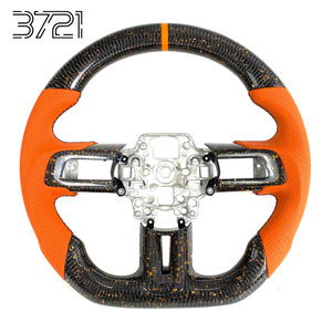 Volant sport en fibre de carbone orange pour Ford Mustang GT Shelby GT350 GT500 Ecoboost S550 2015-2023 - Product Image 1