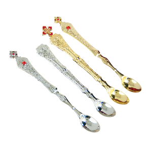 HT Kerkproduct Religie Accessoire Verguld Orthodox Heiligwaterlepel Religieuze Rituelen voor Kerstvakantie Metaalgieterij - Product Image 3