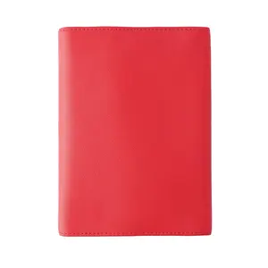 Nuevo diseño estilo de moda de cuero A5 cartera carpeta cubierta de libro personalizado de color rojo pu cuero duro cubiertas de libros