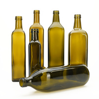 Botella de Vidrio Verde Oliva Cuadrada Pequeña Personalizada con Tapa de Rosca para Almacenamiento y Conservación de Aceite de Oliva