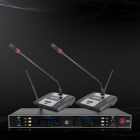 Système de microphone sans fil professionnel infrarouge double fréquence UHF 2 canaux anti-interférence avec transmission de 80-100 m