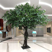 Automne Banyan Ficus Tree Gold Wish Décorations de jardin en plein air Matière plastique durable à vendre